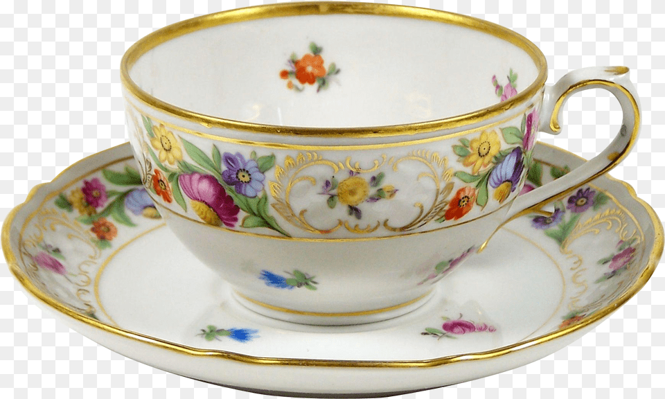 Vintage Schumann Tea Cup Dresden Line 6 Oz Dresden Vintage Cup Of Tea, Saucer Png Image