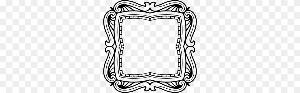 Vintage Scroll Border Clip Art, Gray Png