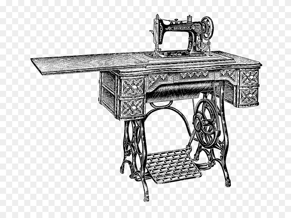 Vintage Sewing Machine, Furniture, Table, Appliance, Device Png