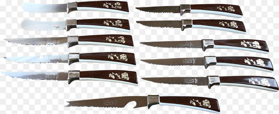 Vintage Sheffield Stainless Knife Set Flower Vine Design Sheffield Vintage, Cutlery, Blade, Weapon, Dagger Png