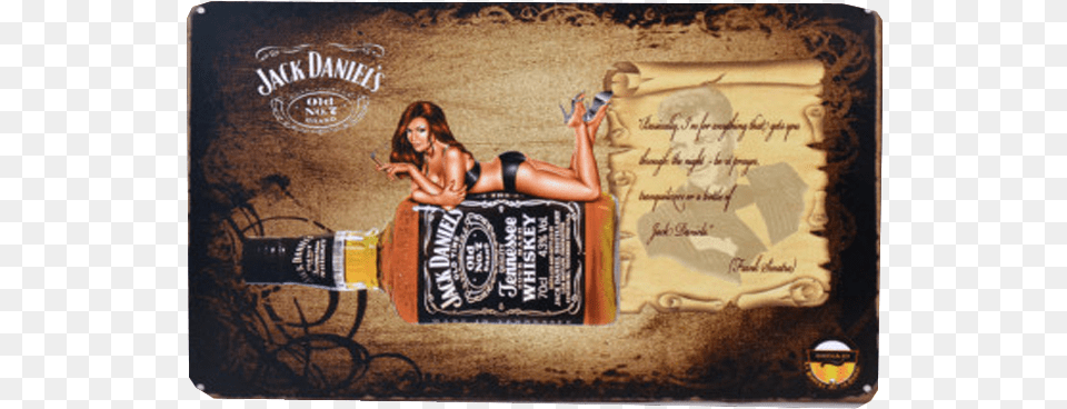 Vintage Sign Jack Daniels Vintage Scroll Tin Sign Jack Daniels, Adult, Female, Person, Woman Free Png