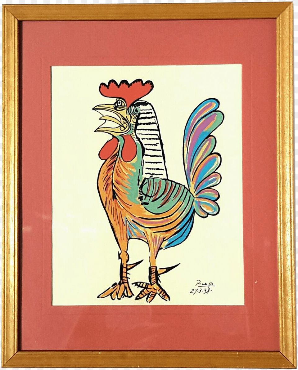Vintage Signed And Dated Picasso Lithograph Titled Lithography, Animal, Bird, Photo Frame Free Png