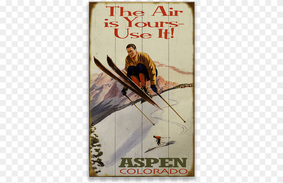 Vintage Ski Chalet Sign, Advertisement, Book, Person, Poster Free Png