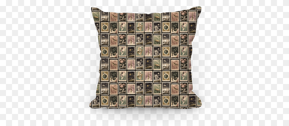 Vintage Space Stamp Pattern Pillow Cushion, Home Decor, Adult, Bride, Female Free Png