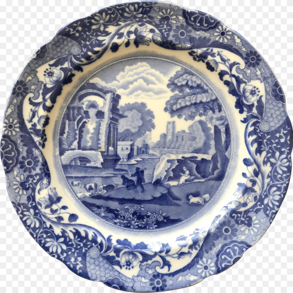 Vintage Spode Copeland Italian Blue And White Plate Blue And White Porcelain Png Image
