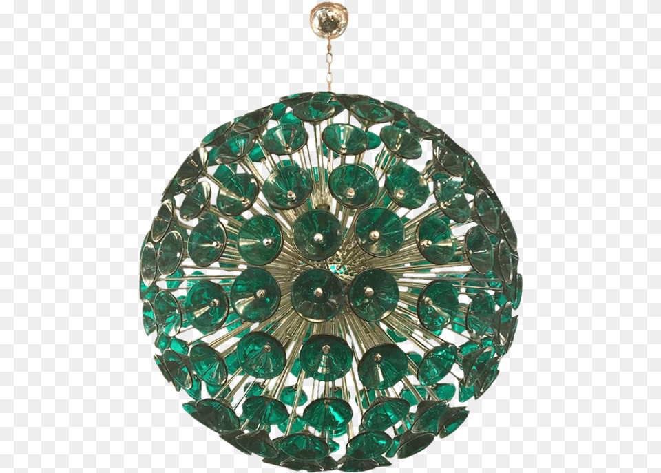 Vintage Sputnik Chandelier In Brass And Green Glass Locket, Accessories, Gemstone, Jewelry, Lamp Free Png