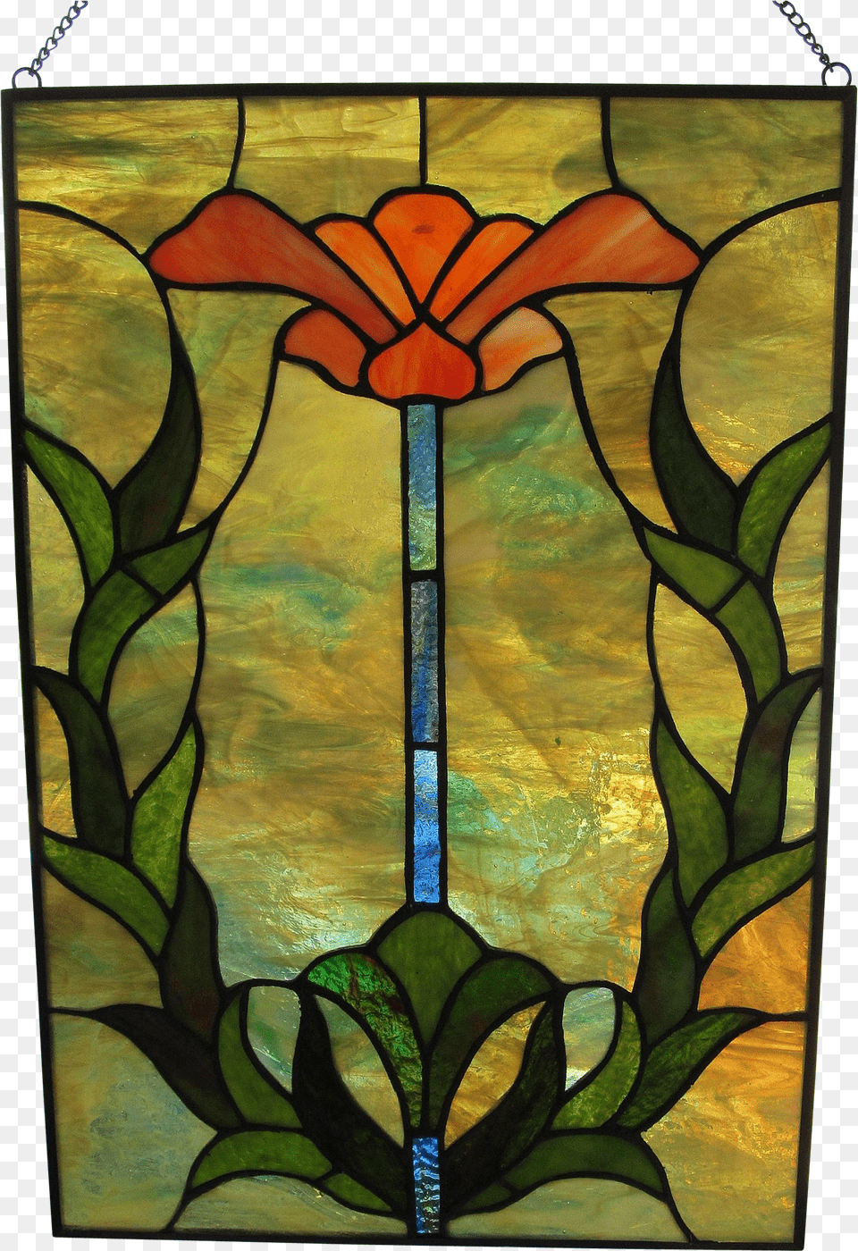 Vintage Stained Glass Window Panel 16 X 11 C1960u0027s Stained Glass Window Flowers Free Png
