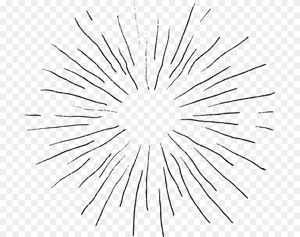 Vintage Starburst Drawing Line Art, Gray Free Png