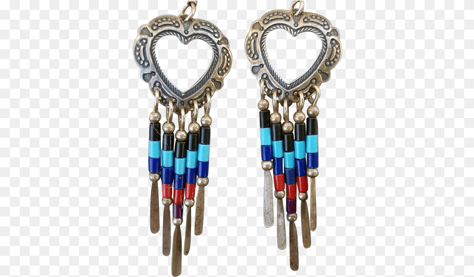 Vintage Sterling Heart Earrings Gemstone Colored Bead Earrings, Accessories, Earring, Jewelry Free Transparent Png