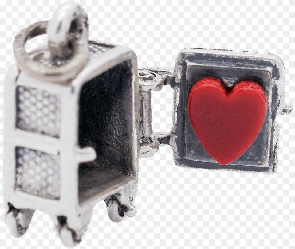 Vintage Sterling Silver Heart Safe Articulated Charm Earrings, Accessories, Symbol, Jewelry, Animal Png Image