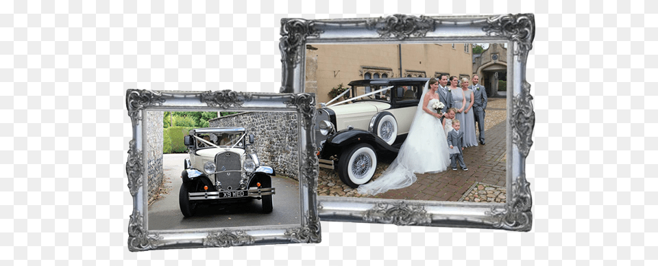 Vintage Style Wedding Car Hire Car, Gown, Clothing, Dress, Fashion Free Png