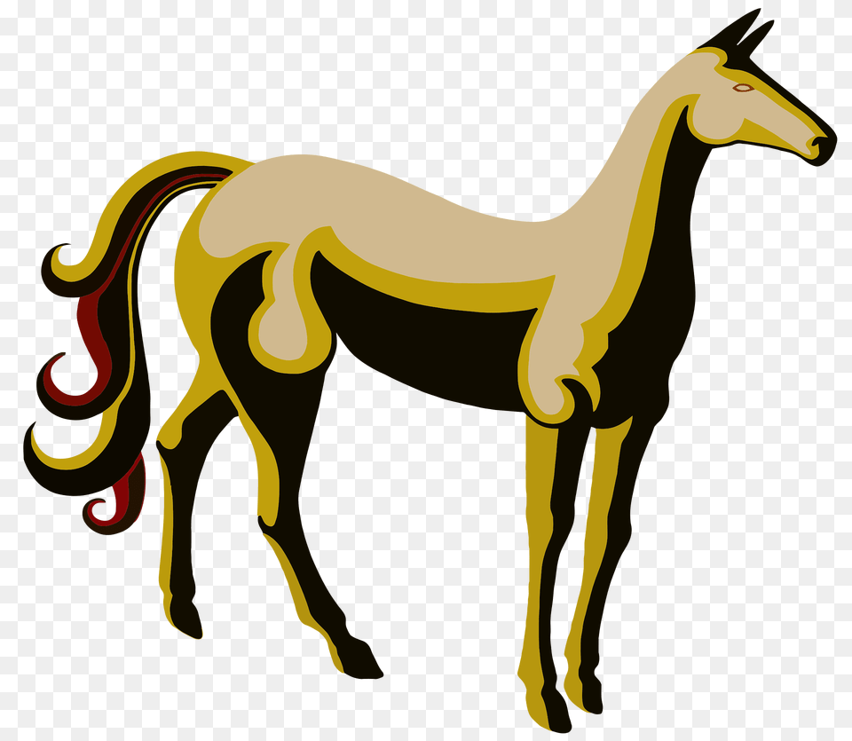 Vintage Stylized Horse Clipart, Animal, Colt Horse, Mammal, Antelope Free Png