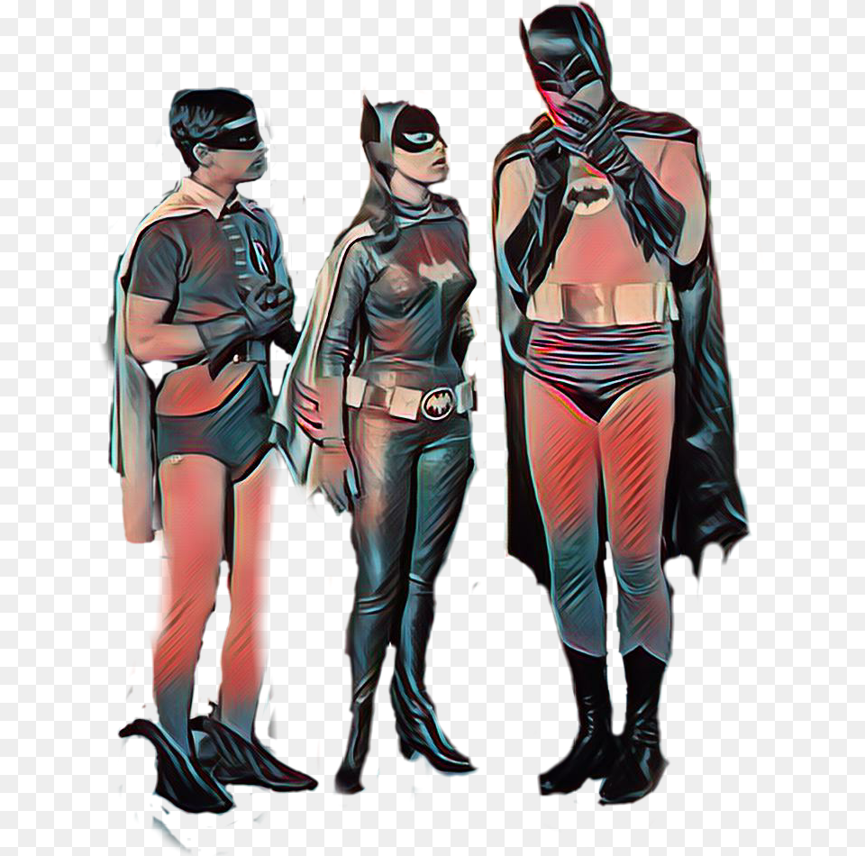 Vintage Superhero Batman Robin Batgirl Batman Robin Vintage, Adult, Person, Female, Costume Png Image