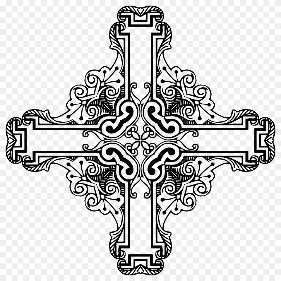 Vintage Symmetric Frame Cross 3 Clipart, Symbol, Crucifix Free Transparent Png