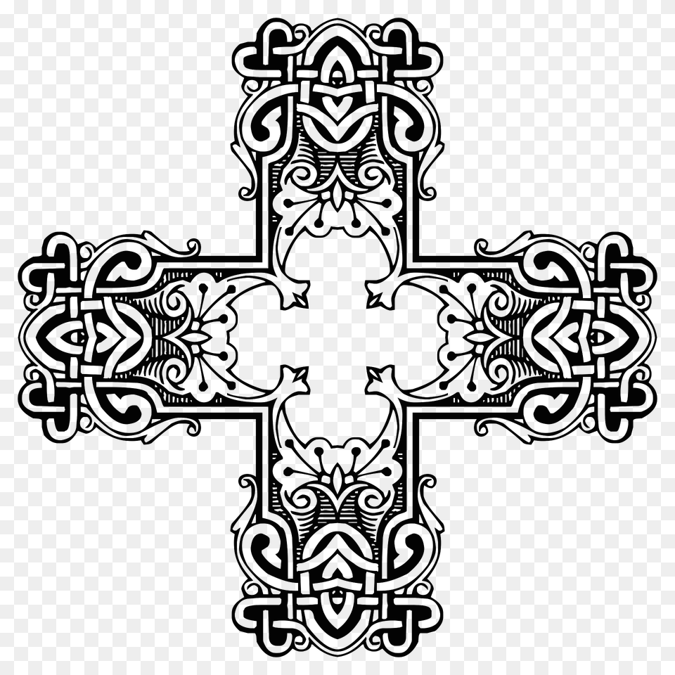 Vintage Symmetric Frame Cross 5 Clipart, Symbol Png Image