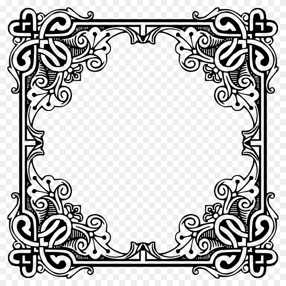 Vintage Symmetric Frame Extrapolated 22 Clipart, Art, Floral Design, Graphics, Pattern Free Png