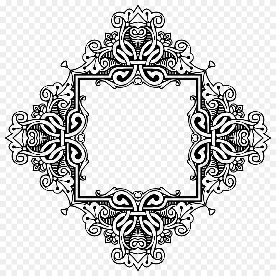 Vintage Symmetric Frame Extrapolated 24 Clipart, Pattern, Art, Floral Design, Graphics Png