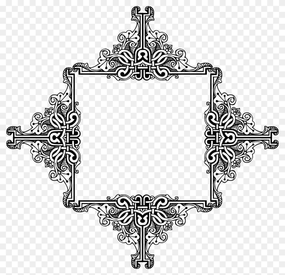 Vintage Symmetric Frame Extrapolated 4 Clipart, Pattern, Cross, Symbol Free Png