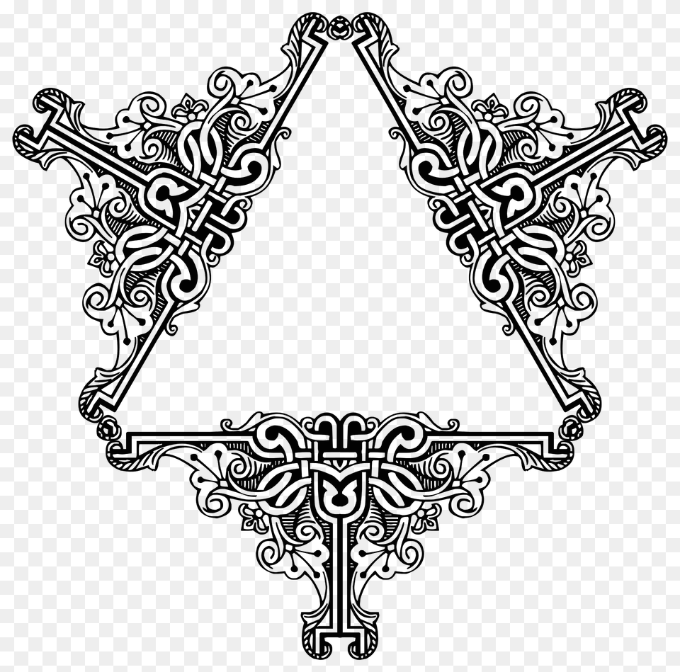 Vintage Symmetric Frame Extrapolated 6 Clipart, Cross, Symbol, Pattern, Triangle Png