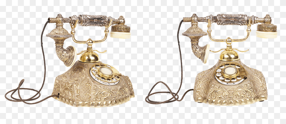 Vintage Telephone Electronics, Phone, Bronze, Dial Telephone Free Png Download