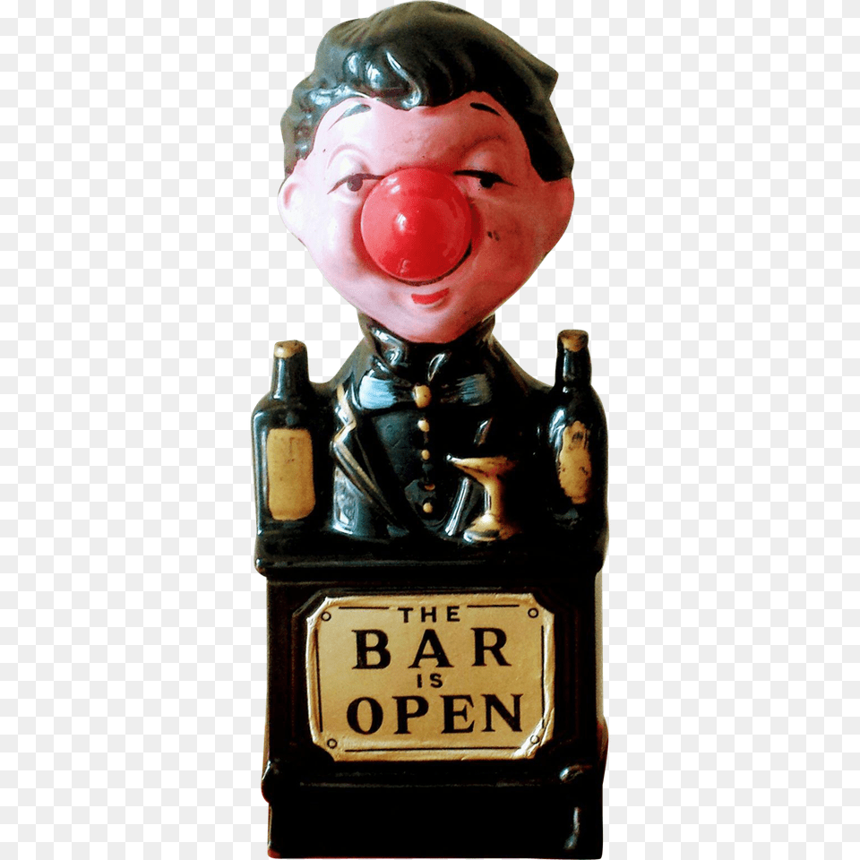 Vintage The Bar Is Open Lighted Bartender Lamp Sign, Figurine, Baby, Face, Head Png