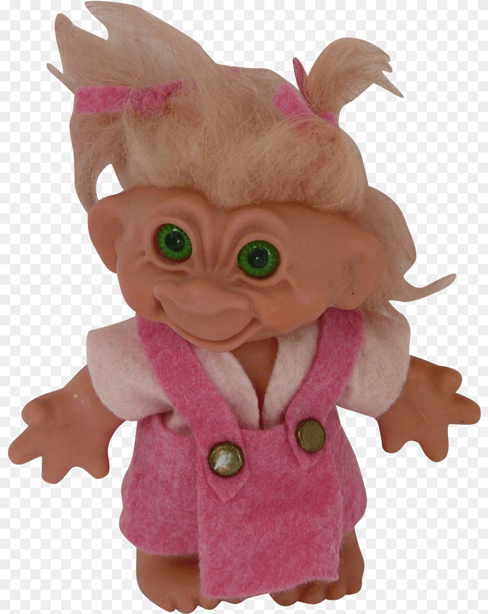 Vintage Thomas Dam Troll Doll With Rare Green Eyes Troll Doll Transparent, Toy, Face, Head, Person Free Png