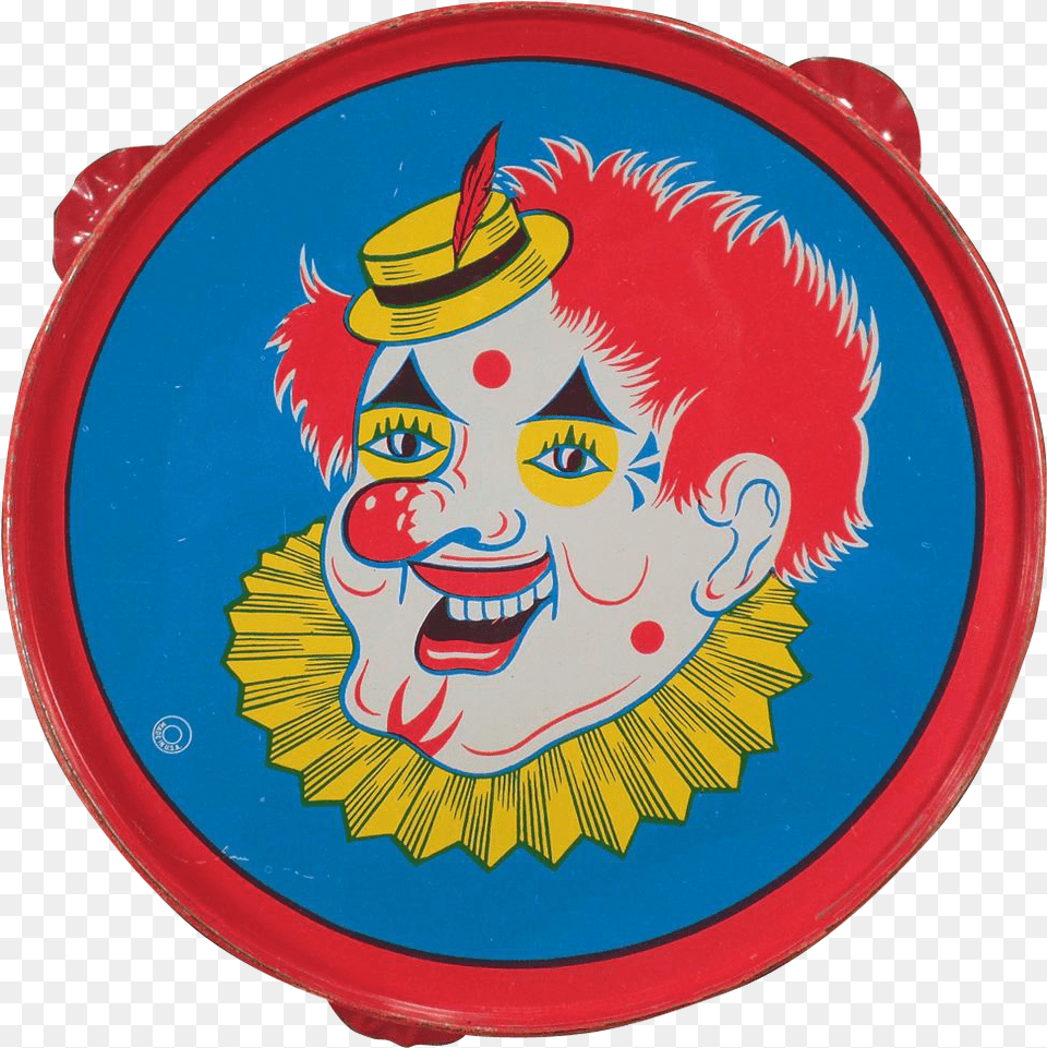 Vintage Toy Tambourine Funny Clown With Red Hair Clown, Person, Face, Head Png Image