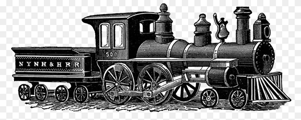 Vintage Train Drawing, Engine, Locomotive, Machine, Motor Free Png