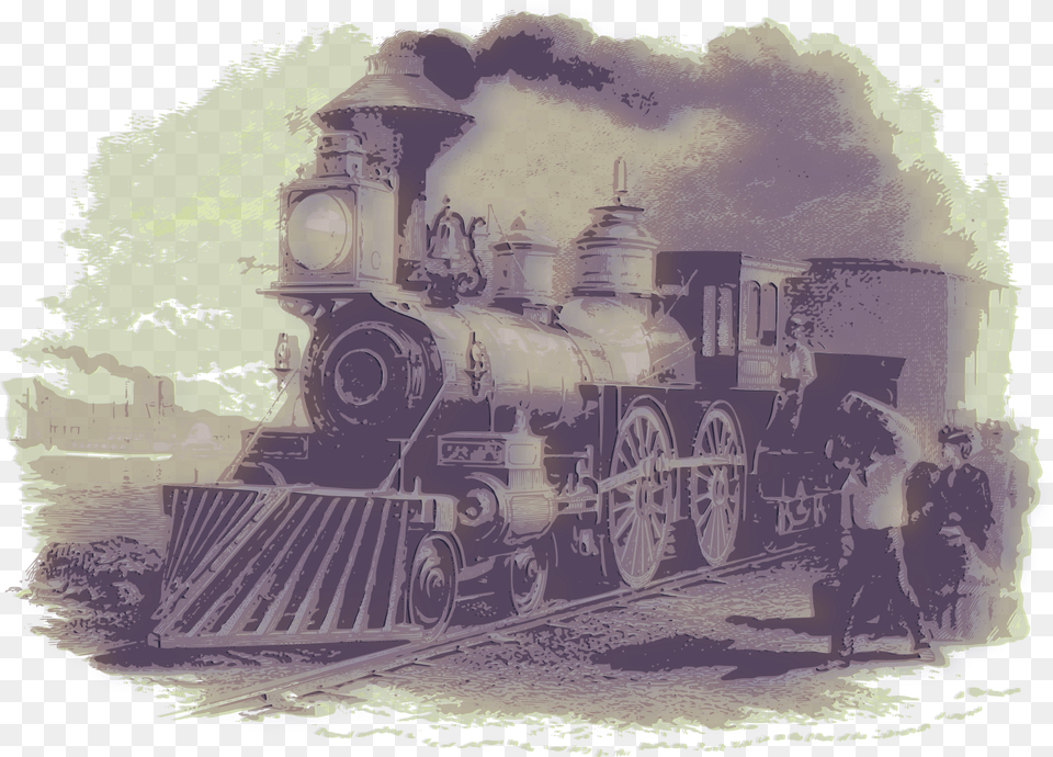 Vintage Train Victorian Era Steam Engine, Vehicle, Transportation, Locomotive, Machine Png