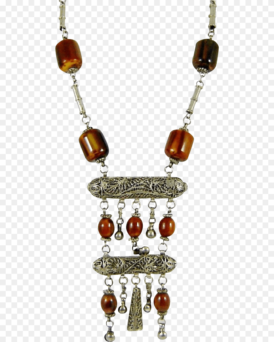 Vintage Tribal Bakelite Necklace Amber Silver Bells Necklace, Accessories, Earring, Jewelry, Gemstone Free Transparent Png