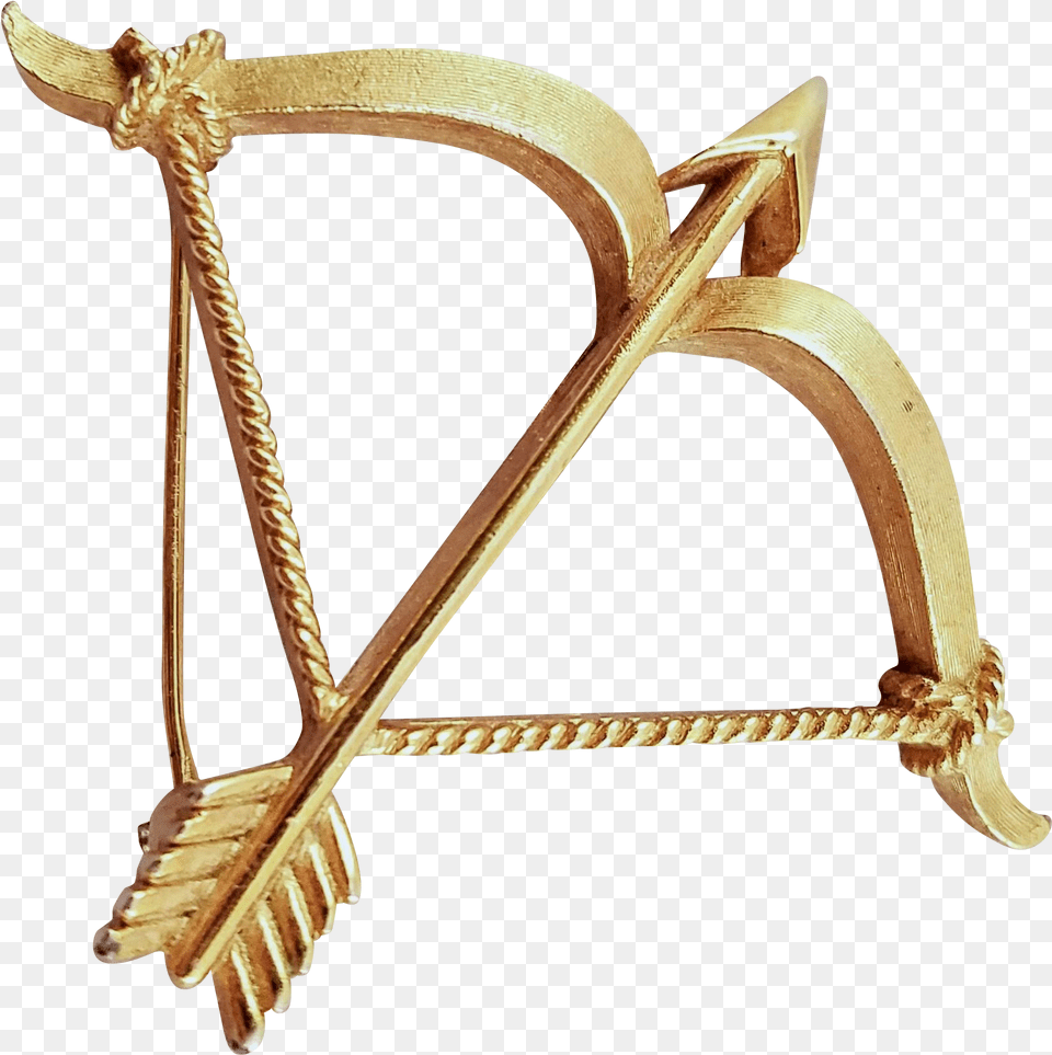 Vintage Trifari Goldtone Bow And Cupid Bow And Arrow Background, Sword, Weapon Free Transparent Png