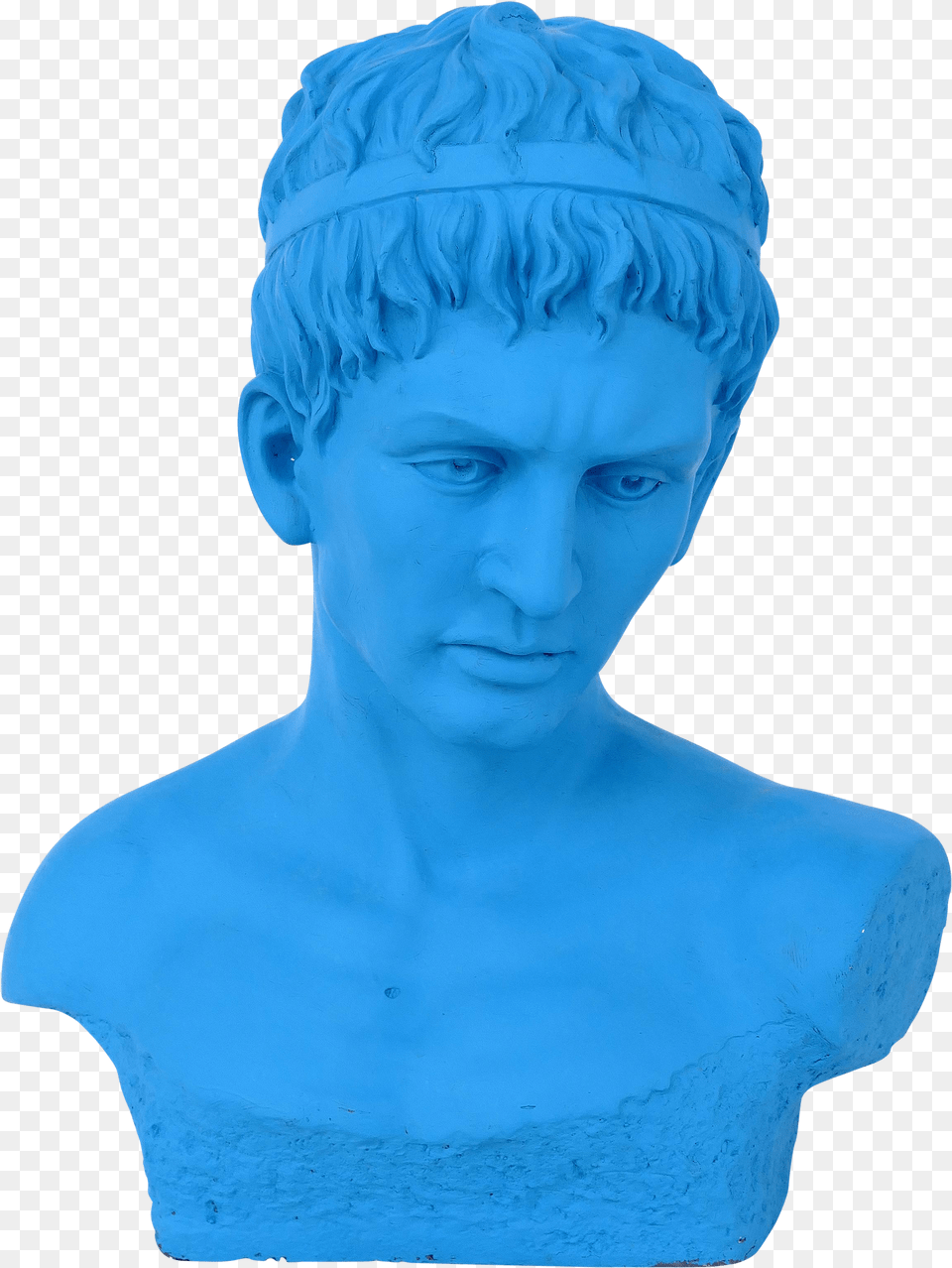 Vintage Turquoise Blue Bust Of The Roman Emperor Augustus Caesar Hair Design Free Transparent Png