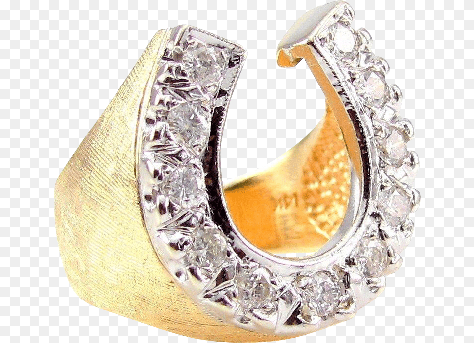 Vintage Two Tone Textured Men39s Diamond Horseshoe Ring Ring, Accessories, Gemstone, Jewelry, Silver Free Png Download