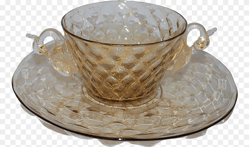 Vintage Venetian Glass Murano Swan Bowl Plate 1 Of 3 Venetian Glass Cup, Saucer Png Image
