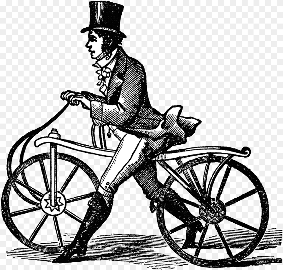 Vintage Very Old Bicycle Dandy Horse, Machine, Spoke, Wheel, Adult Free Transparent Png