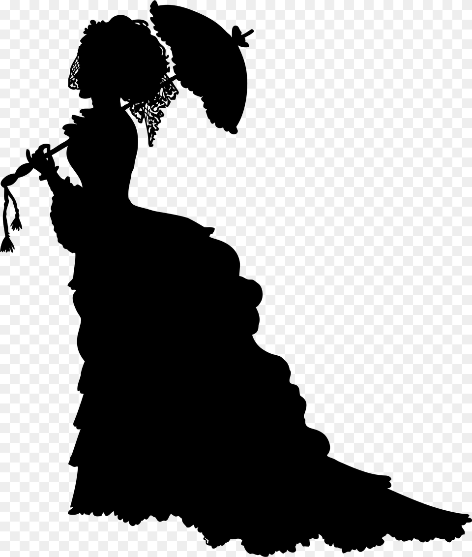 Vintage Victorian Lady Silhouette Icons, Gray Png