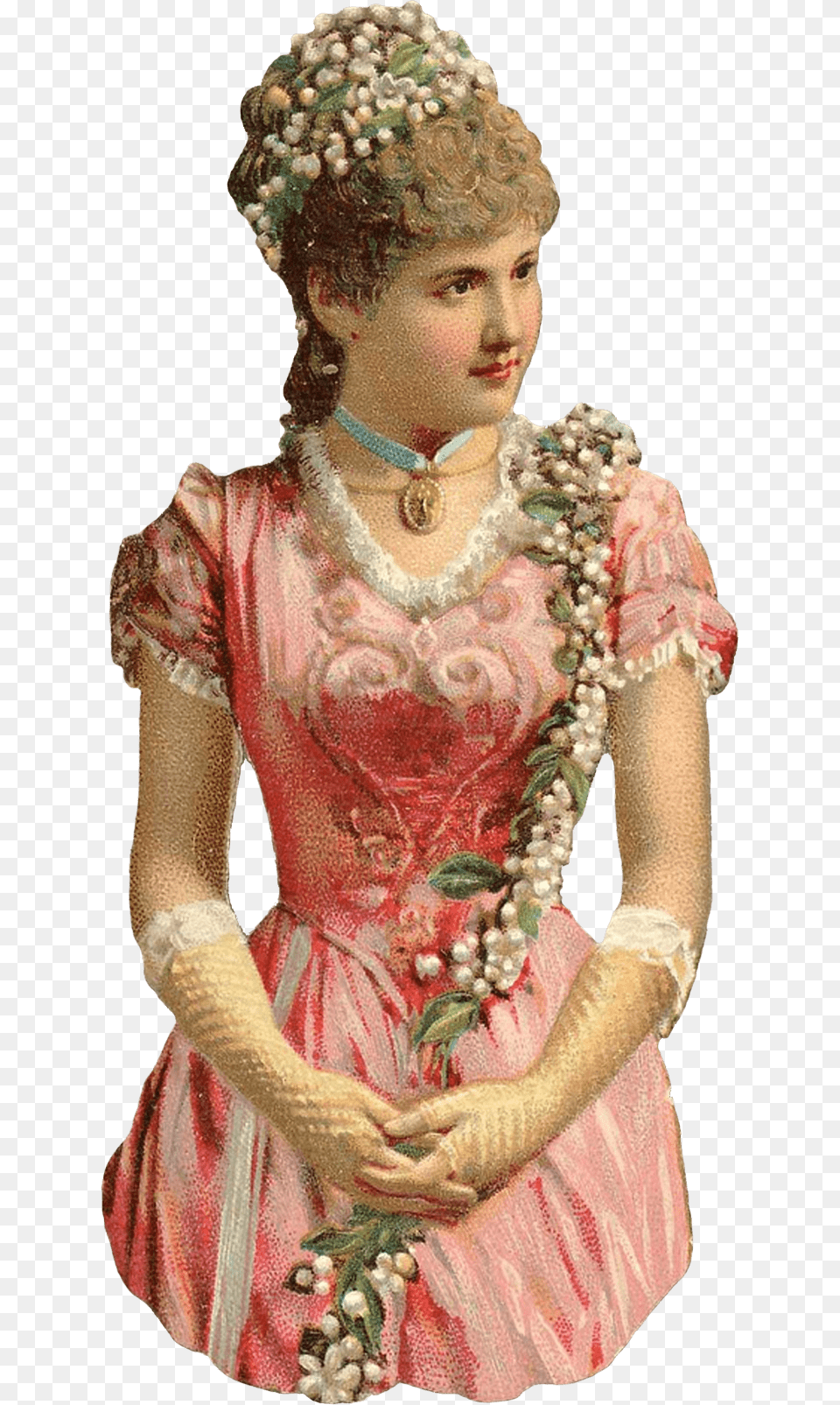 Vintage Victorian Lady With Long Gloves Transparent Victorian Lady, Woman, Adult, Wedding, Bride Free Png Download