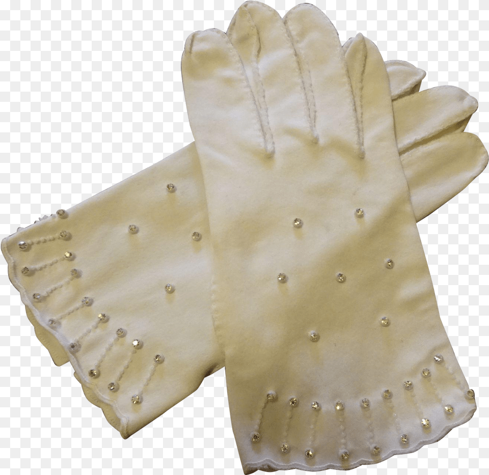 Vintage White Gloves Rhinestones 1950s Wristlet Wedding Leather, Clothing, Glove, Baseball, Baseball Glove Png