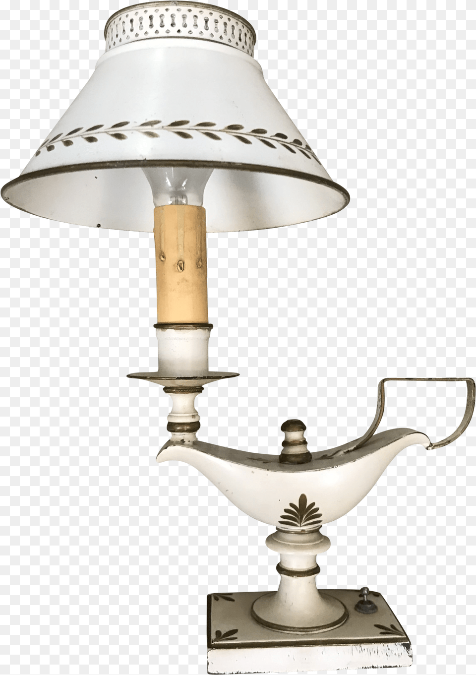 Vintage White Painted Tole Magic Lantern Genie Lamp Lamp, Lampshade Png