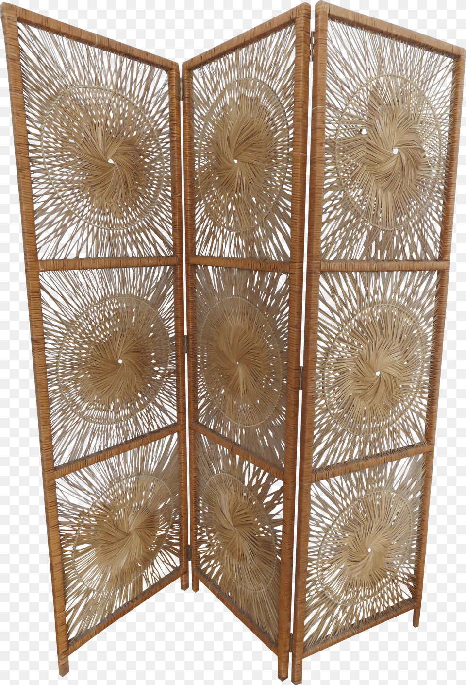 Vintage Wicker Rattan Folding Room Divider Screen Free Png