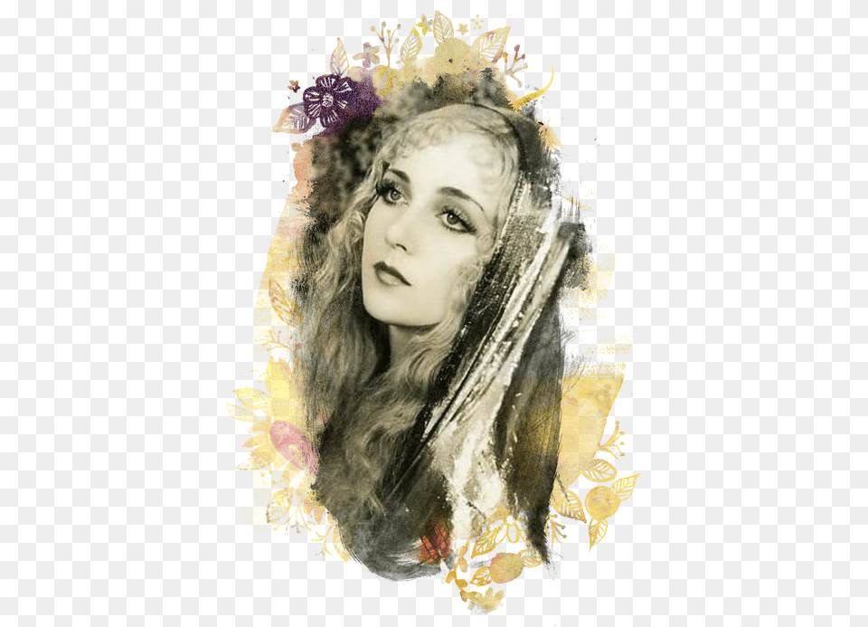 Vintage Woman Watercolor Collage Art Classic Hollywood Actress Vintage, Head, Portrait, Face, Photography Free Png Download