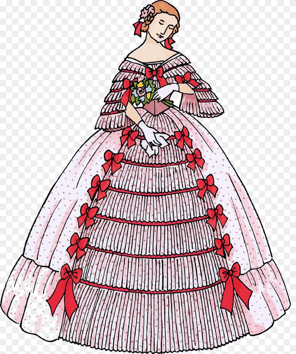 Vintage Woman39s Ball Gown Clipart, Clothing, Dress, Adult, Wedding Png Image