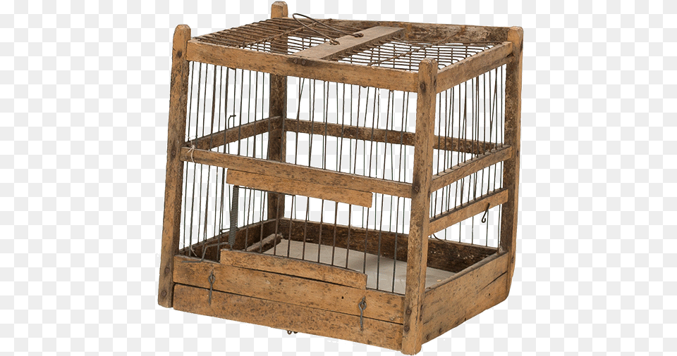 Vintage Wooden Bird Cage Cage, Box, Crate, Crib, Furniture Png Image