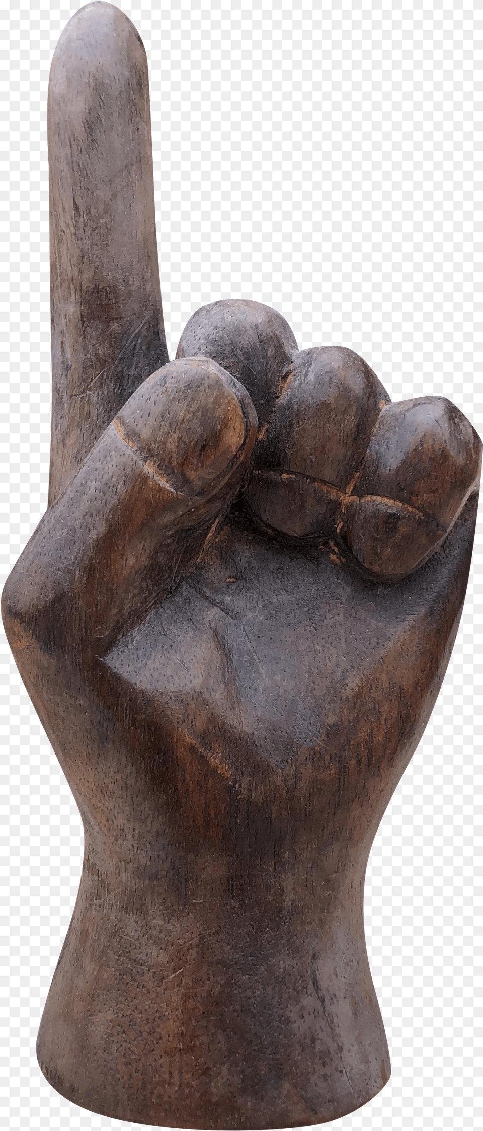 Vintage Wooden Pointing Finger Hand Sculpture Statue, Figurine, Glove, Clothing, Person Free Png