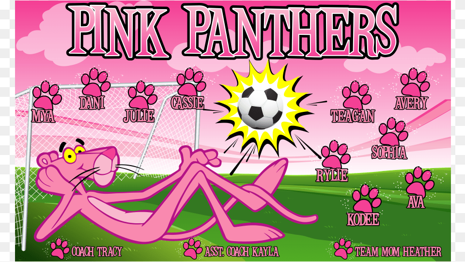 Vinyl Banner Pink Panthers Illustration, Advertisement, Poster, Ball, Football Png