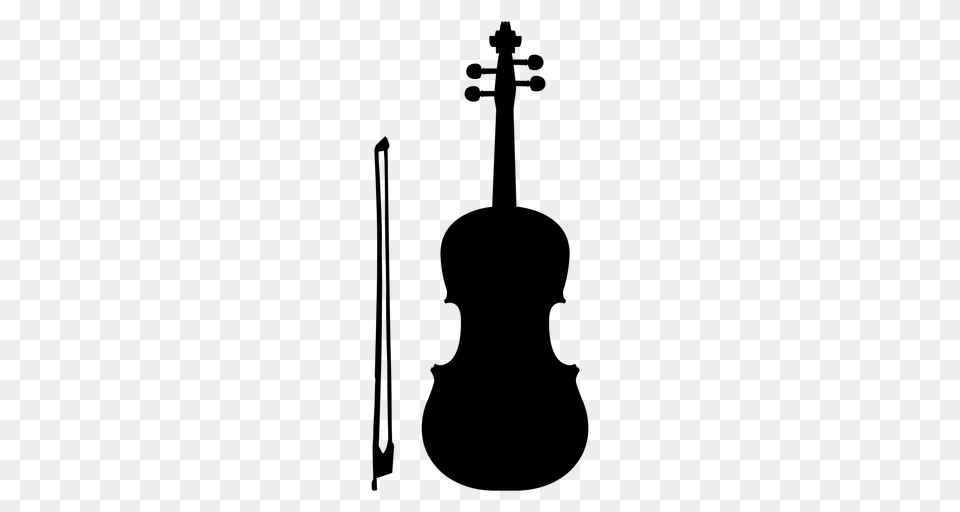 Viola Musical Instrument Silhouette, Gray Png