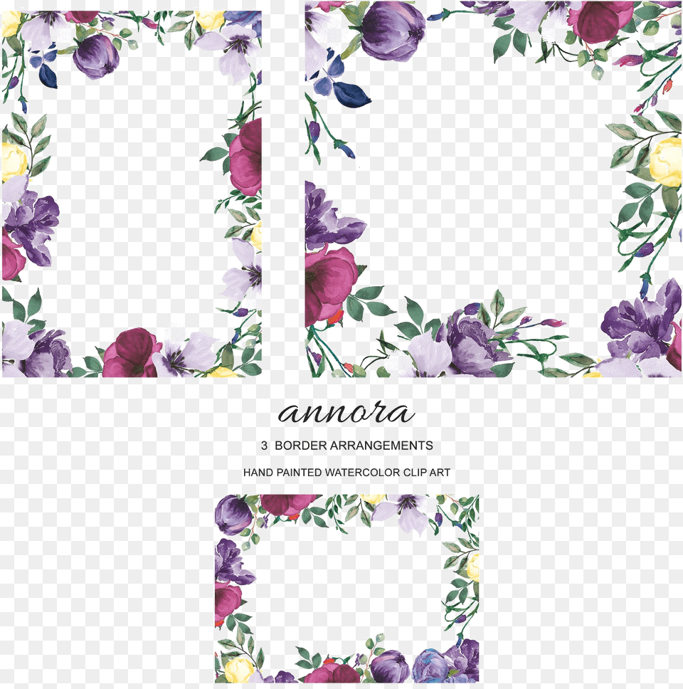 Violet Floral Border Download Image Portable Network Graphics, Art, Collage, Floral Design, Pattern Png