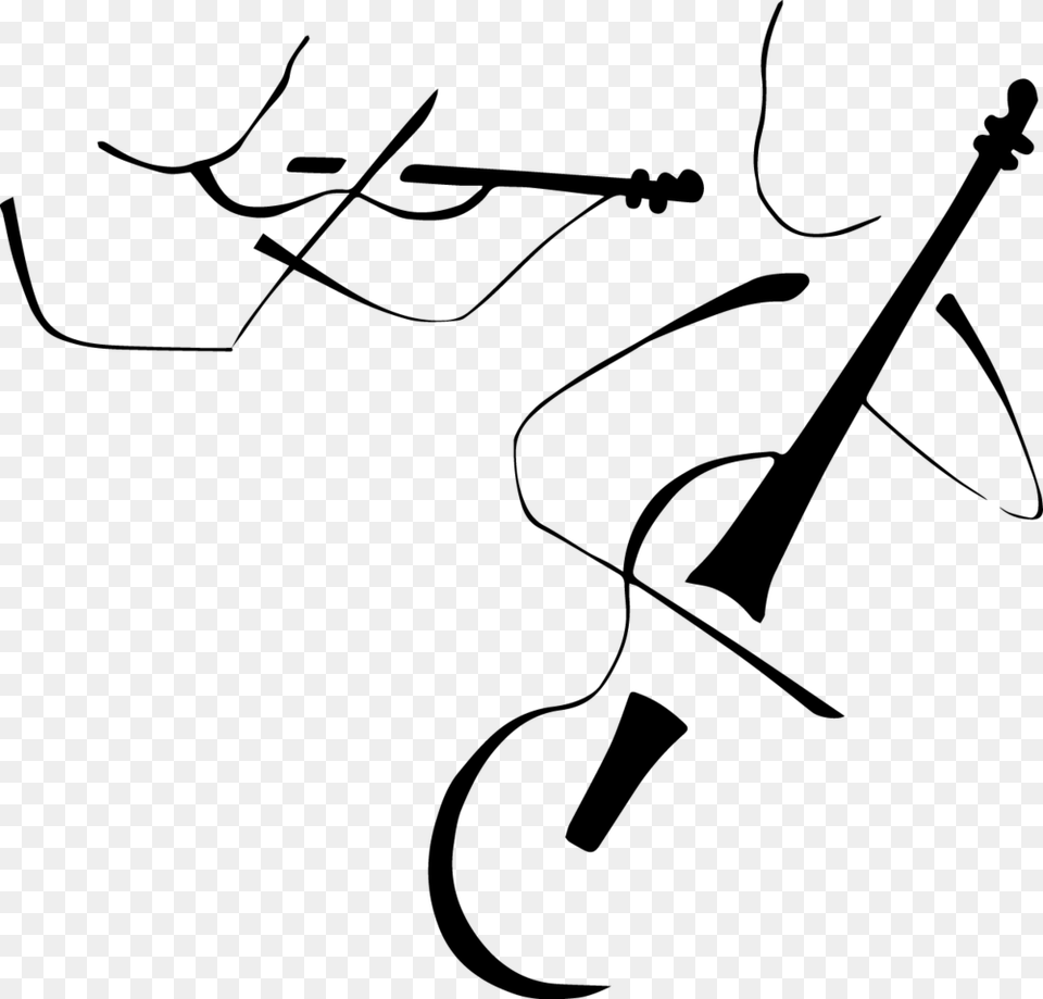 Violin And Base Violin, Gray Png Image