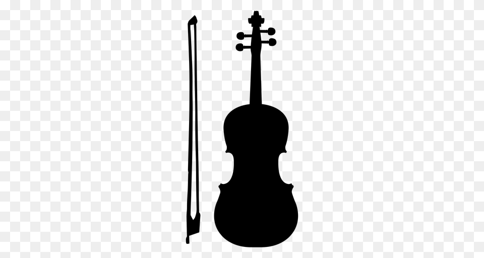 Violin Fiddle Musical Instrument Silhouette, Gray Png