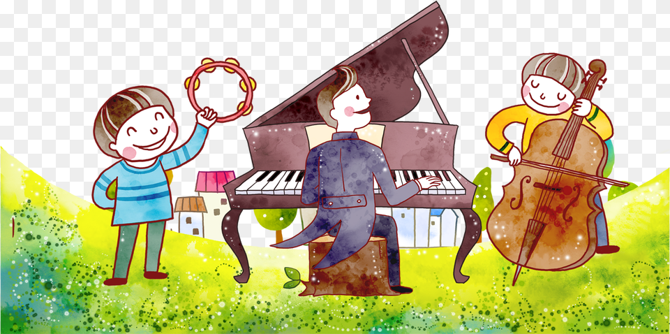 Violin Guitar Gentleman Playing Concert For Kids Background, Baby, Person, Head, Face Free Png